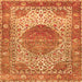 Serging Thickness of Medallion Orange Traditional Rug, tr4827org