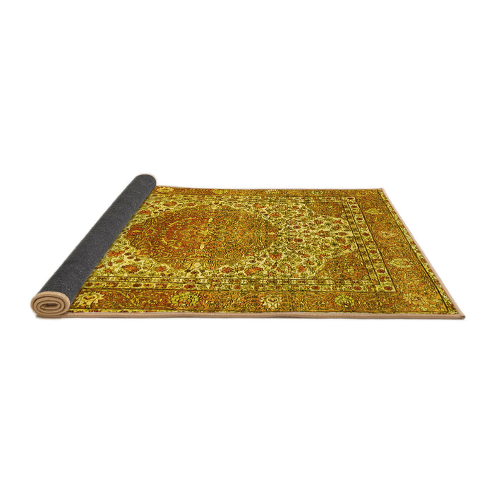 Sideview of Medallion Yellow Traditional Rug, tr4827yw