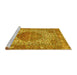 Sideview of Machine Washable Medallion Yellow Traditional Rug, wshtr4827yw