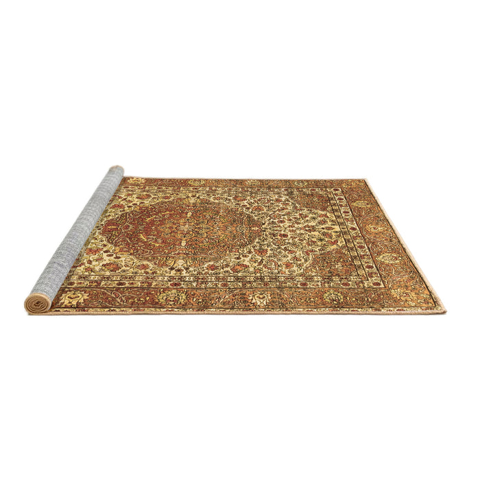Sideview of Machine Washable Medallion Brown Traditional Rug, wshtr4827brn