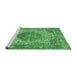 Sideview of Machine Washable Medallion Emerald Green Traditional Area Rugs, wshtr4827emgrn