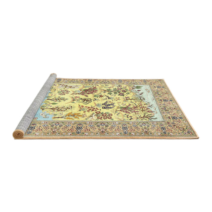 Sideview of Machine Washable Traditional Gold Rug, wshtr4828