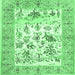 Square Machine Washable Animal Emerald Green Traditional Area Rugs, wshtr4828emgrn