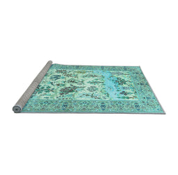 Sideview of Machine Washable Animal Light Blue Traditional Rug, wshtr4828lblu