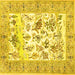 Square Animal Yellow Traditional Rug, tr4828yw