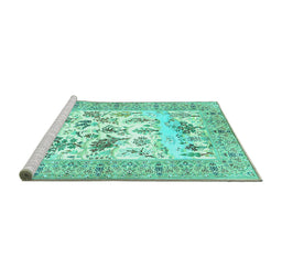 Sideview of Machine Washable Animal Turquoise Traditional Area Rugs, wshtr4828turq