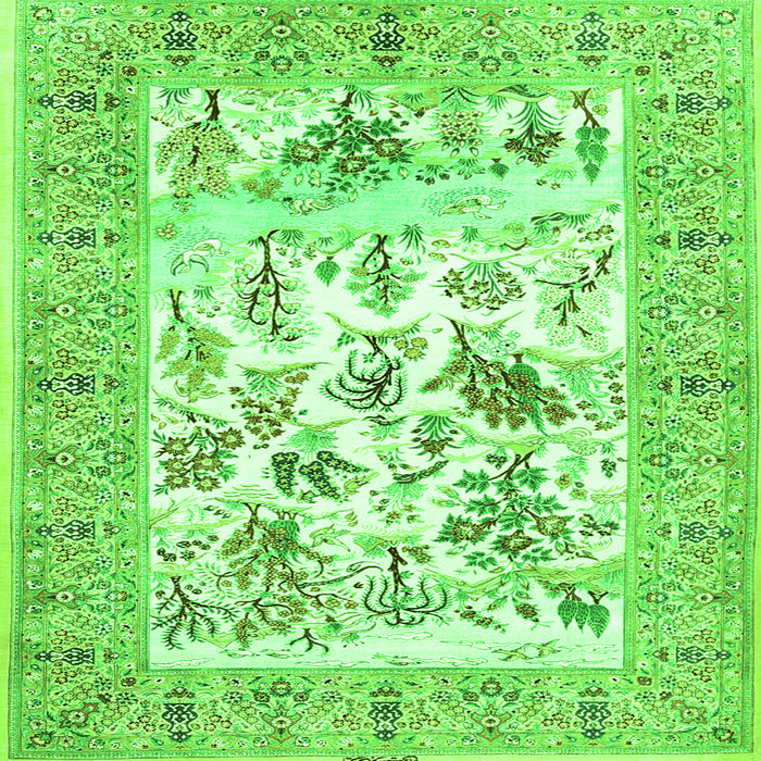 Round Machine Washable Animal Green Traditional Area Rugs, wshtr4828grn