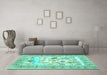 Machine Washable Animal Turquoise Traditional Area Rugs in a Living Room,, wshtr4828turq