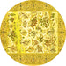 Round Animal Yellow Traditional Rug, tr4828yw