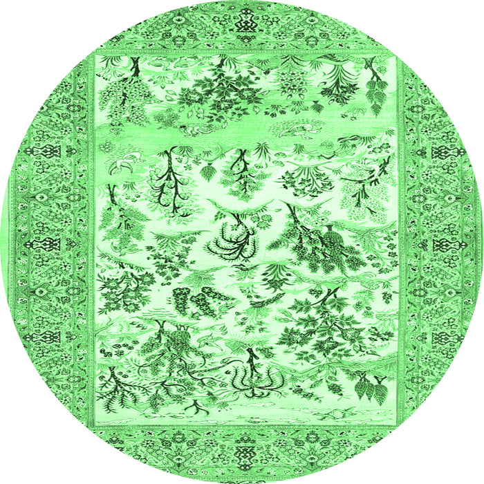Round Animal Emerald Green Traditional Rug, tr4828emgrn