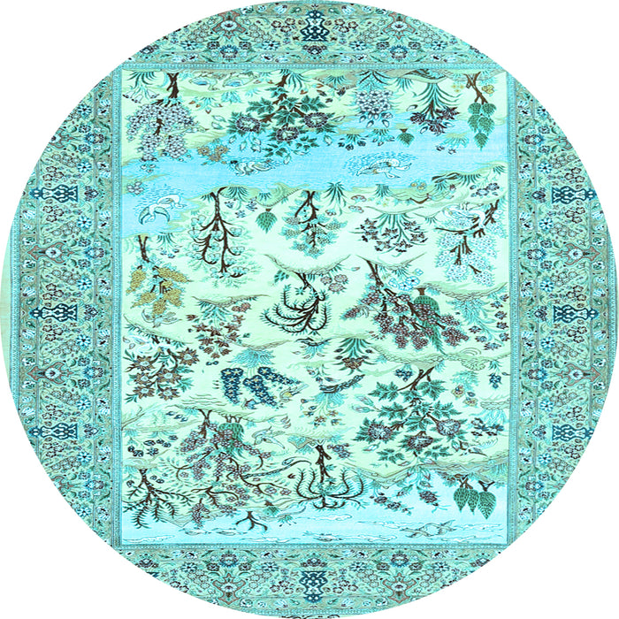 Round Animal Light Blue Traditional Rug, tr4828lblu