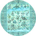 Round Animal Light Blue Traditional Rug, tr4828lblu