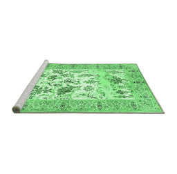 Sideview of Machine Washable Animal Emerald Green Traditional Area Rugs, wshtr4828emgrn