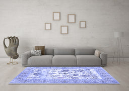 Machine Washable Animal Blue Traditional Rug in a Living Room, wshtr4828blu