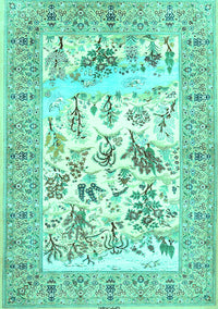 Animal Turquoise Traditional Rug, tr4828turq