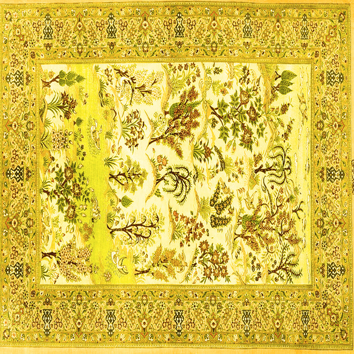 Square Machine Washable Animal Yellow Traditional Rug, wshtr4828yw