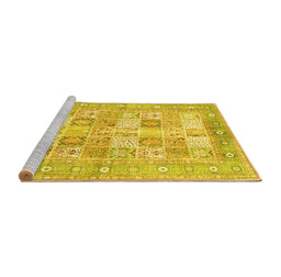 Sideview of Machine Washable Persian Yellow Traditional Rug, wshtr4829yw
