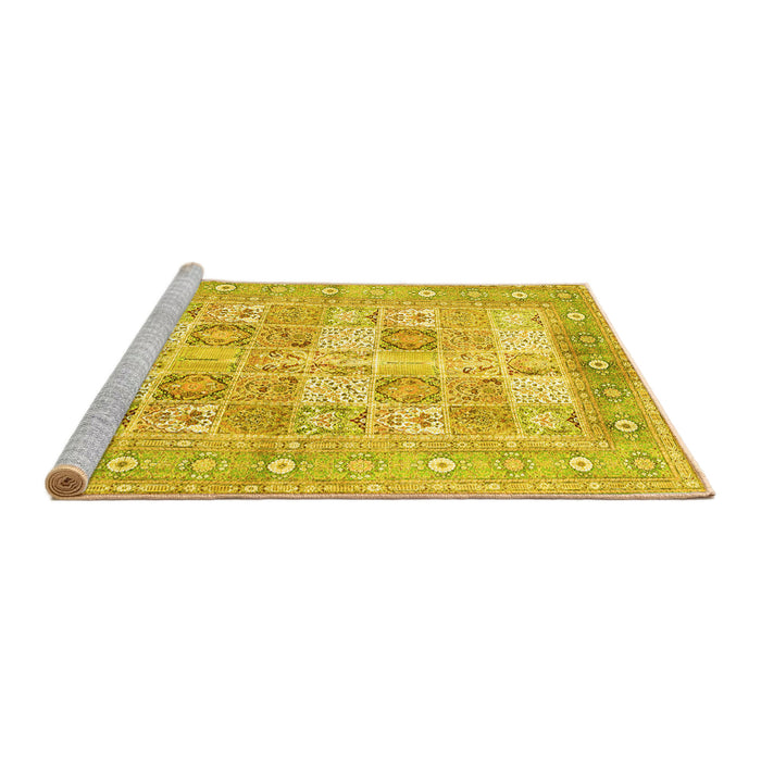 Sideview of Machine Washable Persian Yellow Traditional Rug, wshtr4829yw