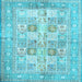 Square Machine Washable Persian Light Blue Traditional Rug, wshtr4829lblu