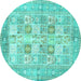 Round Persian Turquoise Traditional Rug, tr4829turq