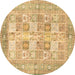 Round Persian Brown Traditional Rug, tr4829brn