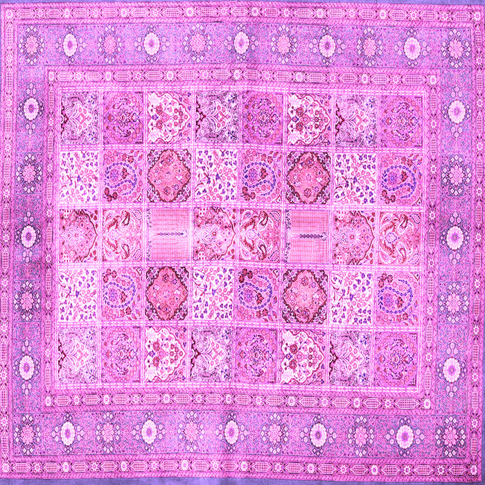 Square Machine Washable Persian Pink Traditional Rug, wshtr4829pnk