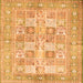 Round Machine Washable Persian Orange Traditional Area Rugs, wshtr4829org