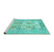 Sideview of Machine Washable Persian Turquoise Traditional Area Rugs, wshtr4829turq