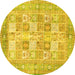 Round Persian Yellow Traditional Rug, tr4829yw