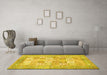 Machine Washable Persian Yellow Traditional Rug in a Living Room, wshtr4829yw