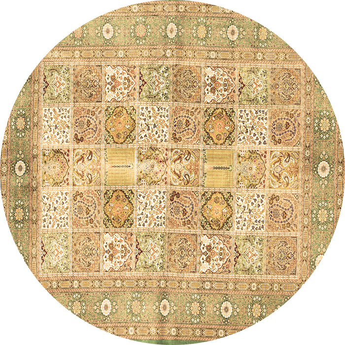Round Machine Washable Persian Brown Traditional Rug, wshtr4829brn