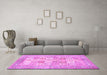 Machine Washable Persian Pink Traditional Rug in a Living Room, wshtr4829pnk