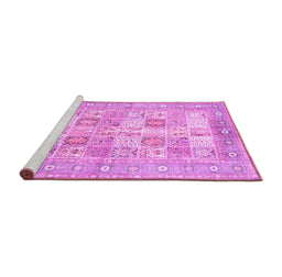 Sideview of Machine Washable Persian Pink Traditional Rug, wshtr4829pnk