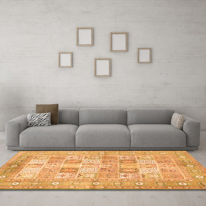 Machine Washable Persian Orange Traditional Area Rugs in a Living Room, wshtr4829org