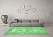 Machine Washable Persian Emerald Green Traditional Area Rugs in a Living Room,, wshtr4829emgrn