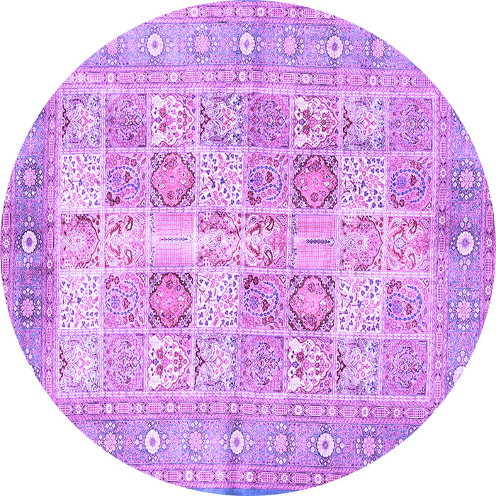 Round Machine Washable Persian Purple Traditional Area Rugs, wshtr4829pur