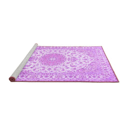Sideview of Machine Washable Medallion Purple Traditional Area Rugs, wshtr482pur