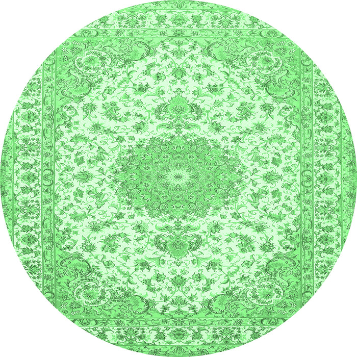 Round Medallion Emerald Green Traditional Rug, tr482emgrn