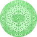 Round Medallion Emerald Green Traditional Rug, tr482emgrn