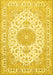 Machine Washable Medallion Yellow Traditional Rug, wshtr482yw