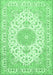 Machine Washable Medallion Emerald Green Traditional Area Rugs, wshtr482emgrn