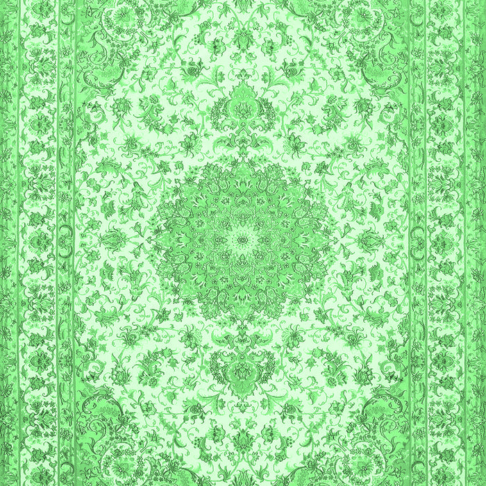 Machine Washable Medallion Emerald Green Traditional Area Rugs, wshtr482emgrn