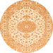 Square Medallion Orange Traditional Rug, tr482org