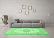 Machine Washable Medallion Emerald Green Traditional Area Rugs in a Living Room,, wshtr482emgrn