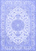 Machine Washable Medallion Blue Traditional Rug, wshtr482blu