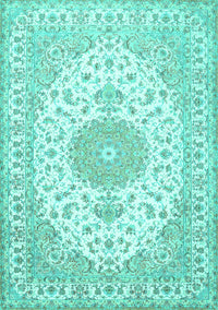 Medallion Turquoise Traditional Rug, tr482turq