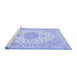 Sideview of Machine Washable Medallion Blue Traditional Rug, wshtr482blu