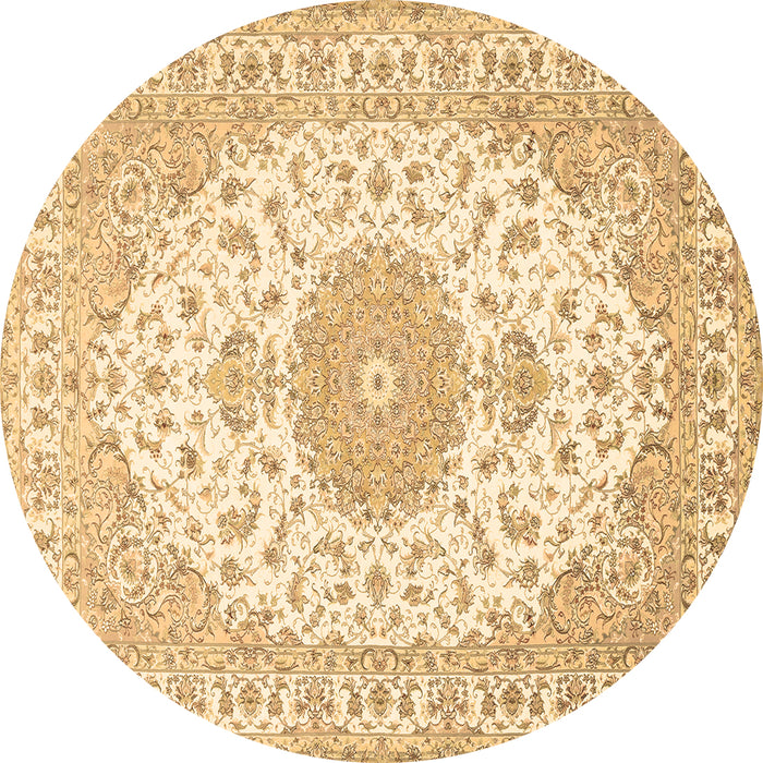 Round Medallion Brown Traditional Rug, tr482brn