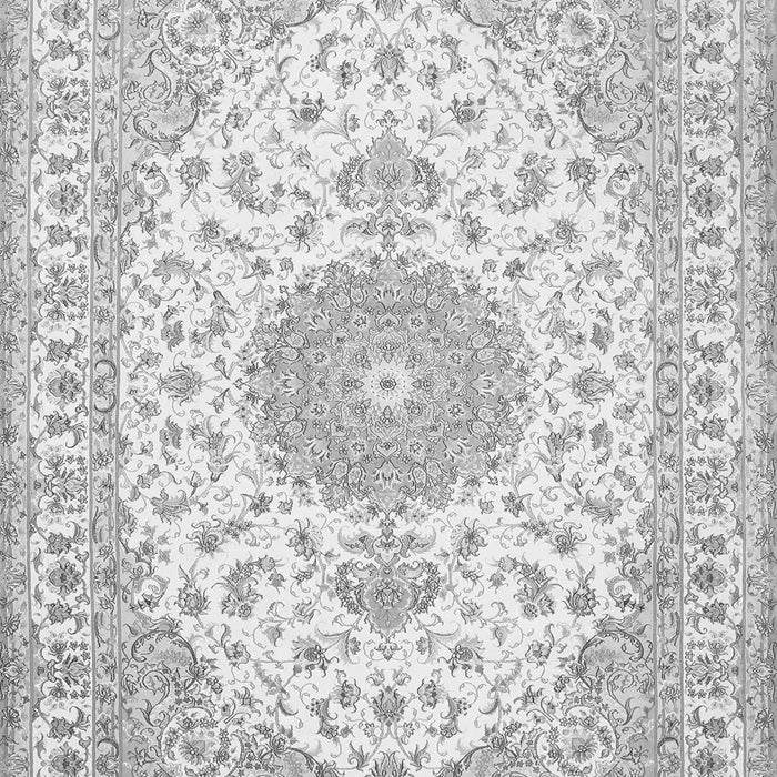 Serging Thickness of Machine Washable Medallion Gray Traditional Rug, wshtr482gry