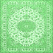 Square Machine Washable Medallion Emerald Green Traditional Area Rugs, wshtr482emgrn